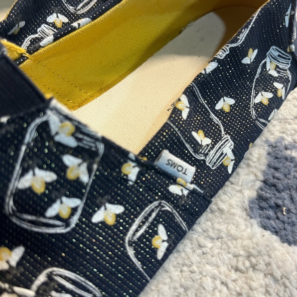 Toms Black and Yellow Bee Print Slip-Ons - Picture 2 of 6